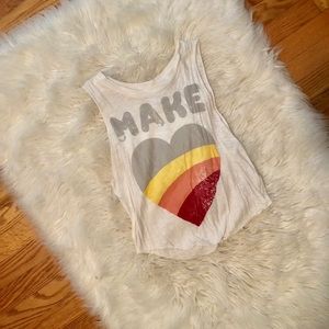 NWOT Make Love heart cropped muscle tank